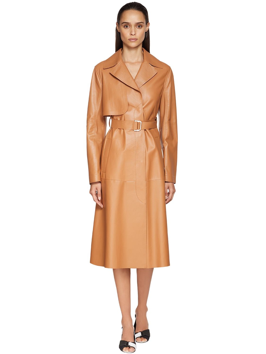SPORTMAX LEATHER TRENCH COAT,71ICD6009-MDAX0