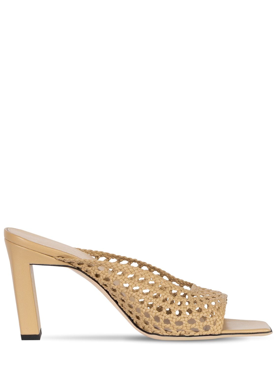 Wandler Isa Woven Leather Slide Sandals In Nude