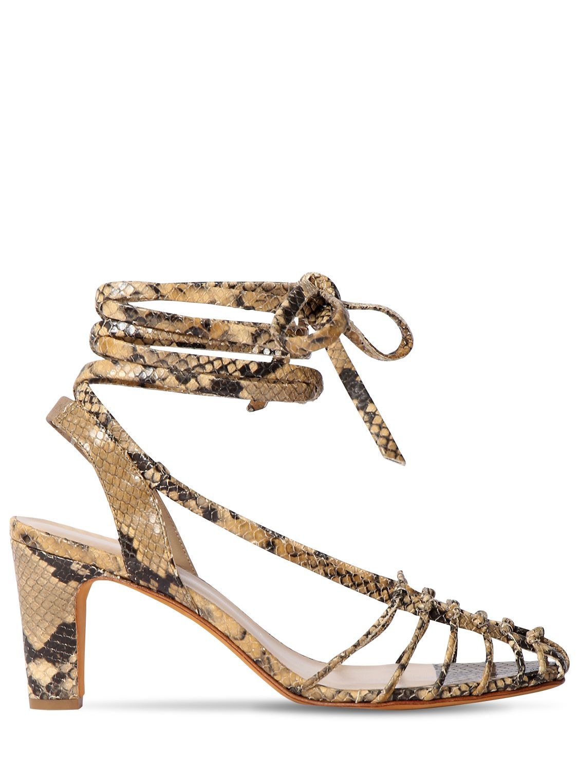 MARYAM NASSIR ZADEH 90MM SNAKE PRINTED LEATHER SANDALS,71ICD8001-MJC5IFZJUEVS0