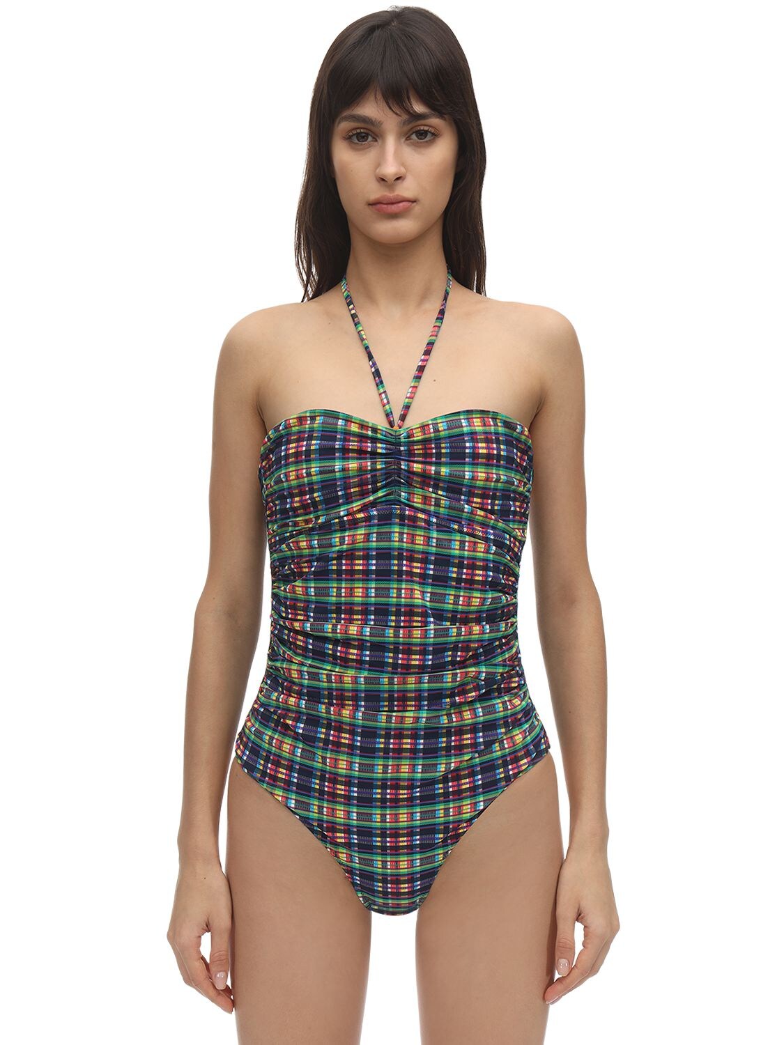 GANNI SEERSUCKER ONE PIECE SWIMSUIT,71ICDL001-OTK50