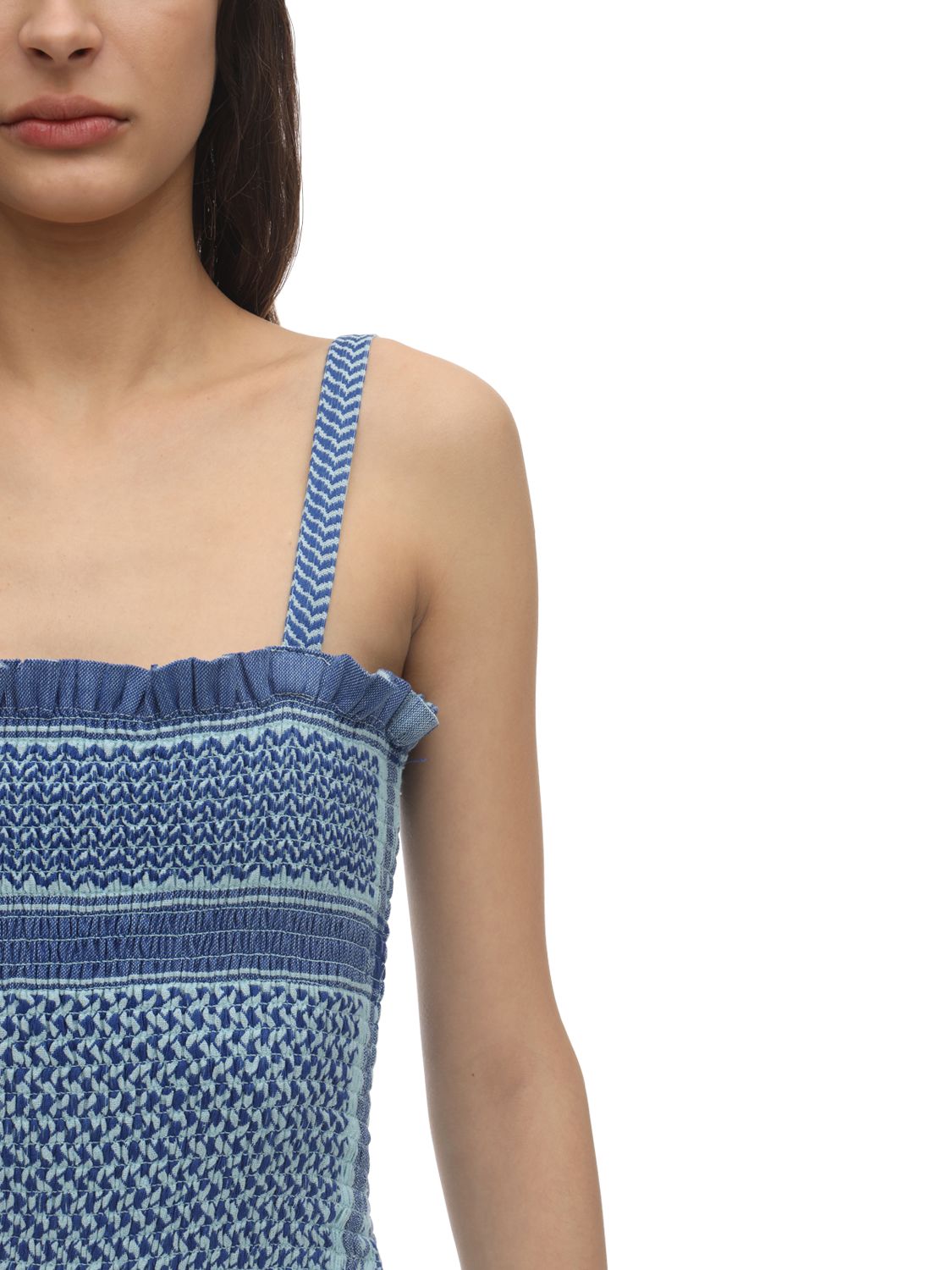 CECILIE COPENHAGEN JUDITH SMOCKED COTTON MINI DRESS