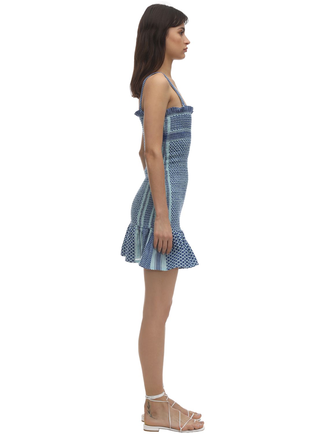 CECILIE COPENHAGEN JUDITH SMOCKED COTTON MINI DRESS