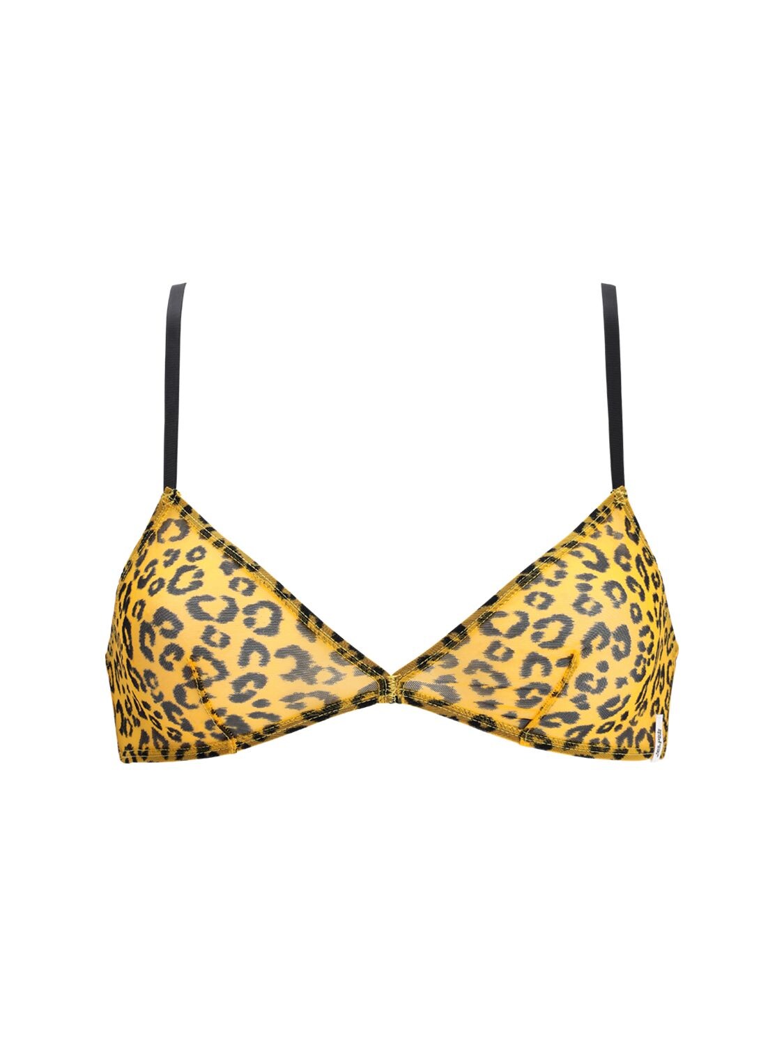 Les Girls Les Boys Leopard Print Mesh Soft Triangle Bra In Yellow,black