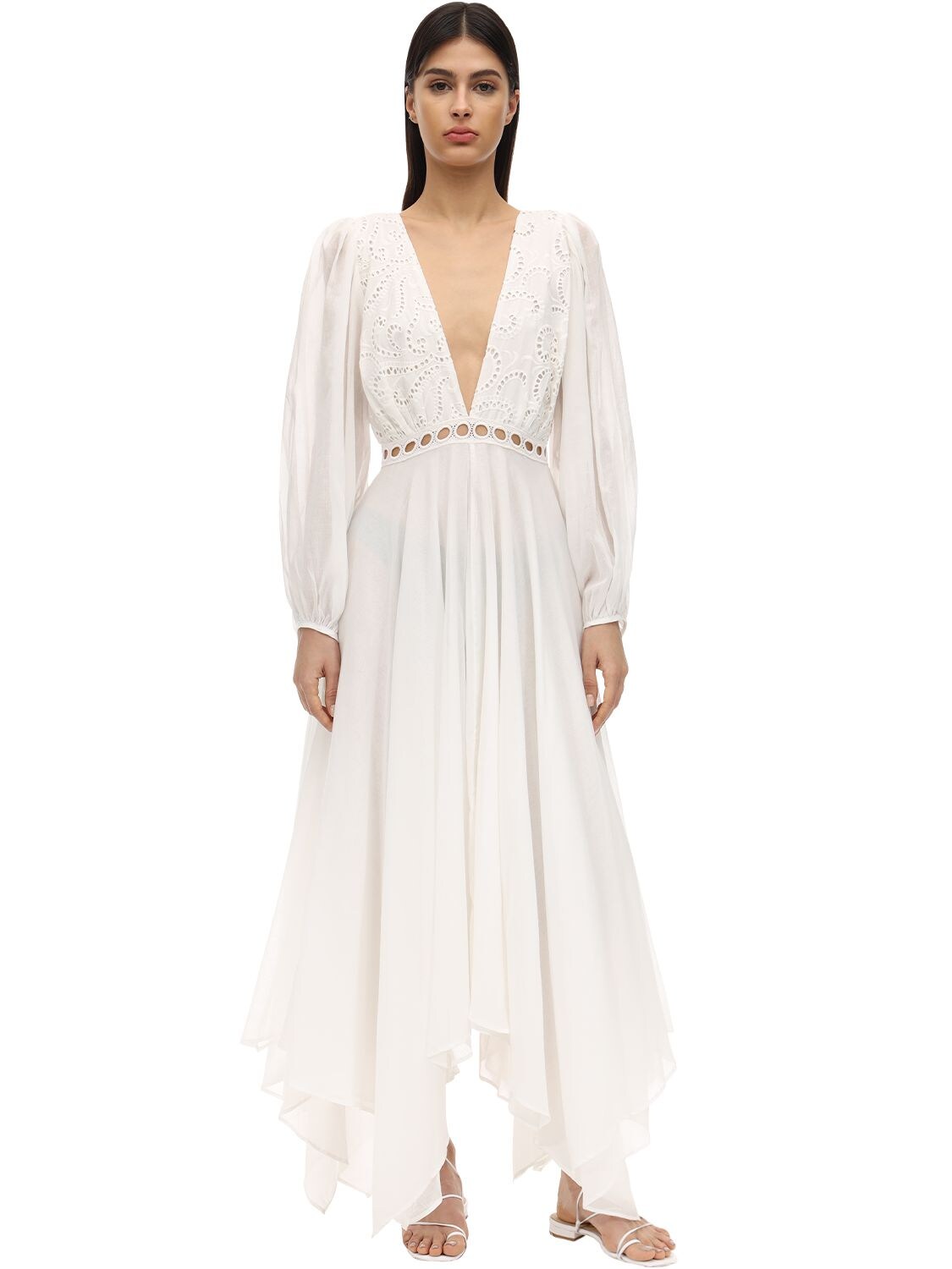 Azulu Tortugas Cotton Eyelet Lace Maxi Dress In Off White