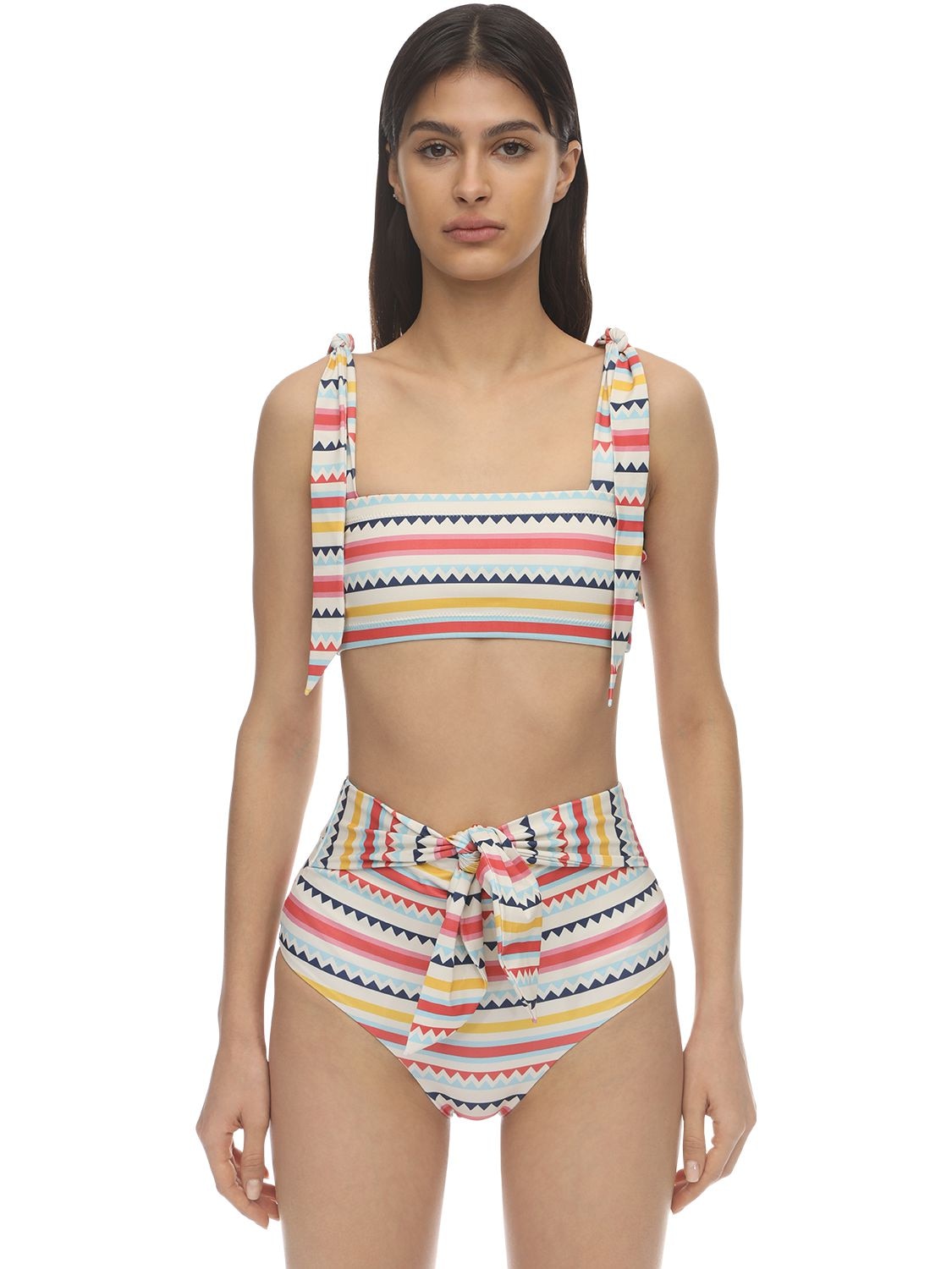 Carolina K Iris Sustainable Striped Bikini Top In Multicolor