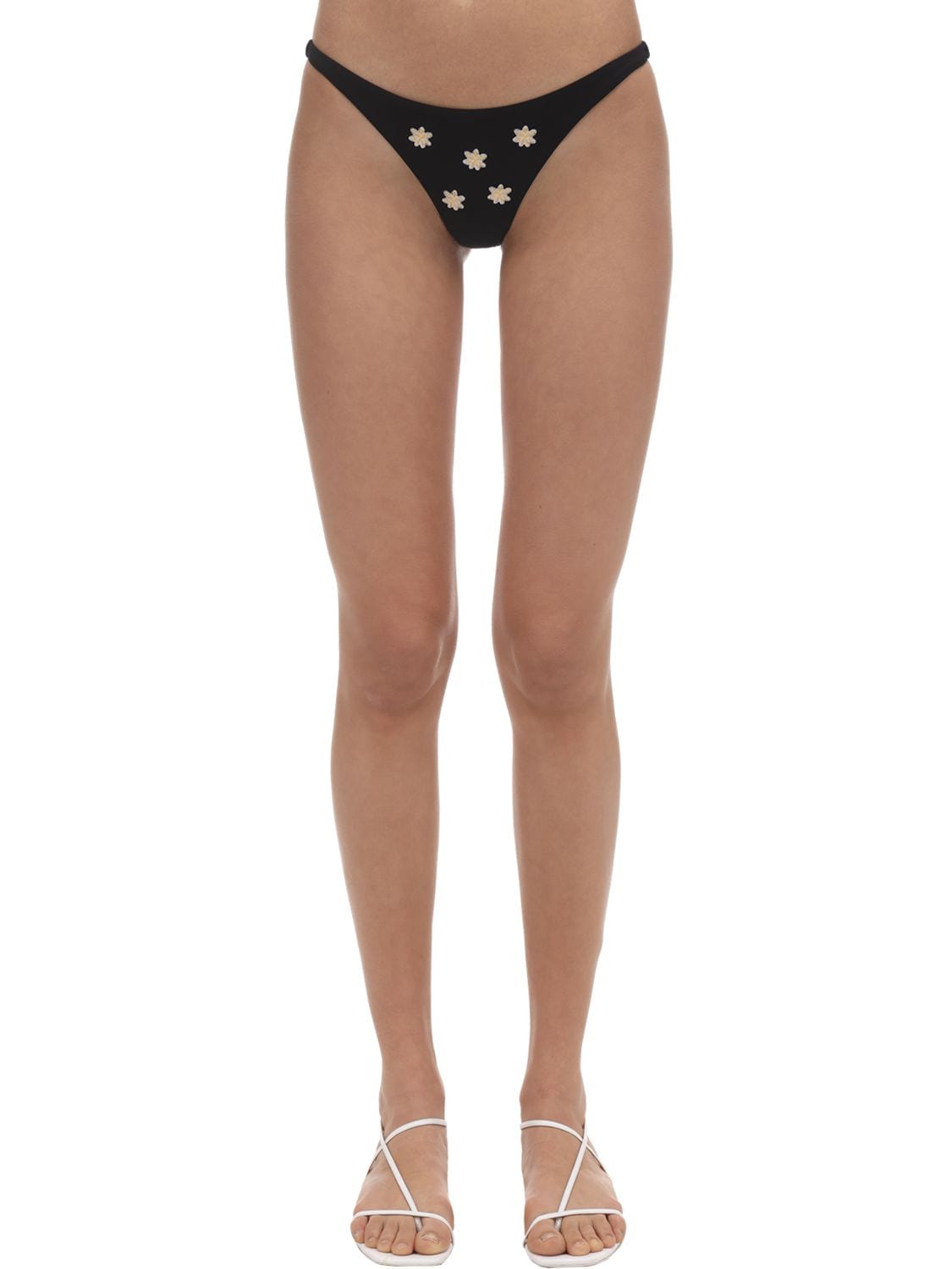 Anemone Embroidered Skimpy Bottoms In Black