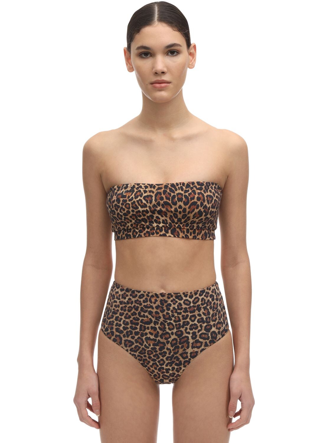 Anemone Leopard Print Bandeau Bikini Top