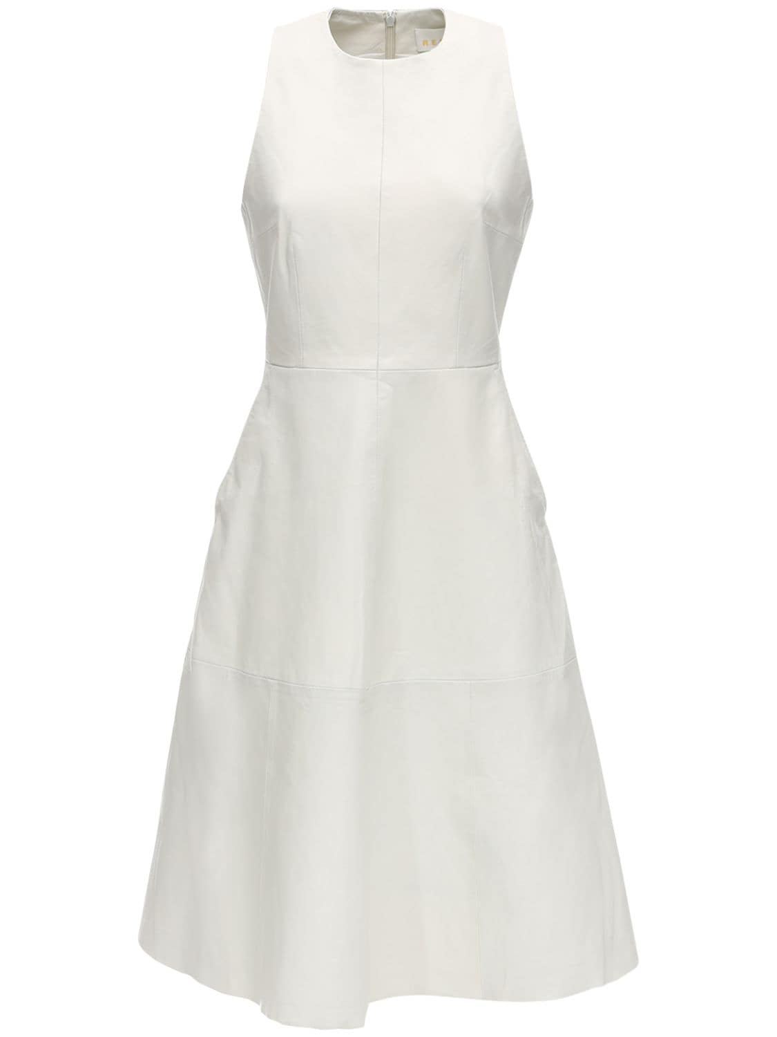 Remain Portia Leather Midi Dress In White