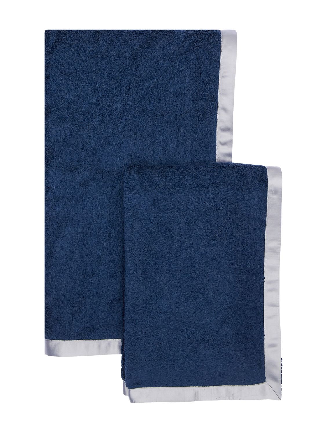 Alessandro Di Marco Set Of 2 Cotton Terrycloth Towels In Blue,grey