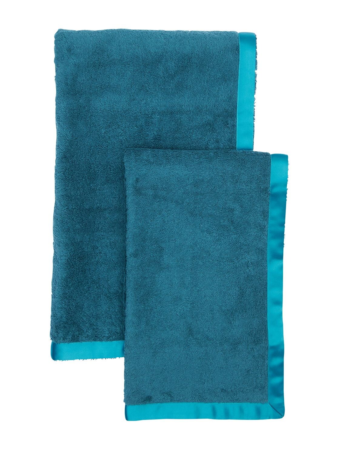 Alessandro Di Marco Set Of 2 Cotton Terrycloth Towels In Petrol