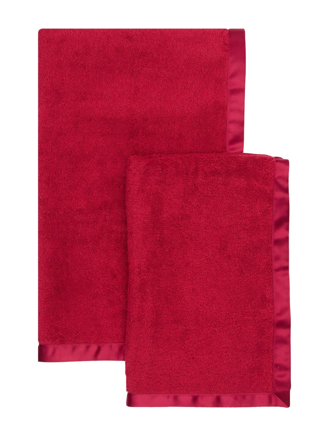 Alessandro Di Marco Set Of 2 Cotton Terrycloth Towels In Red