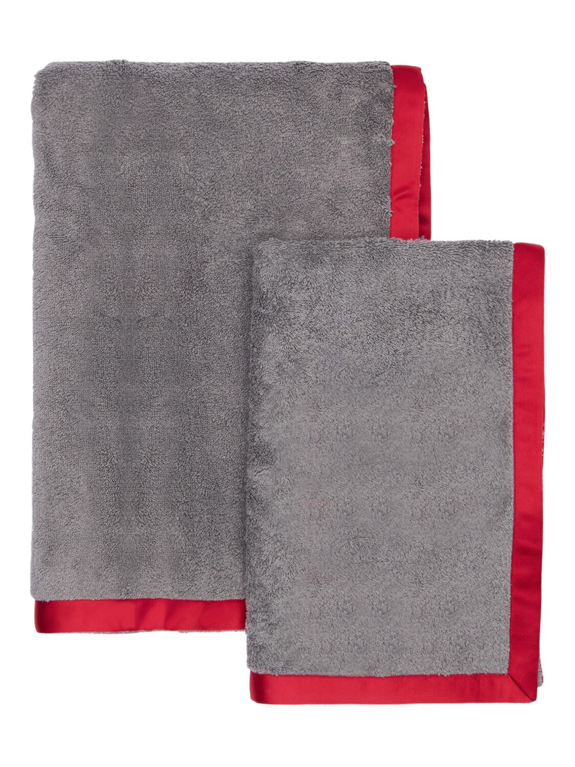 Alessandro Di Marco Set Of 2 Cotton Terrycloth Towels In Grey,red