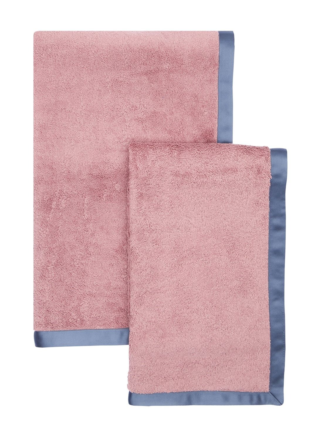 Alessandro Di Marco Set Of 2 Cotton Terrycloth Towels In Pink,grey