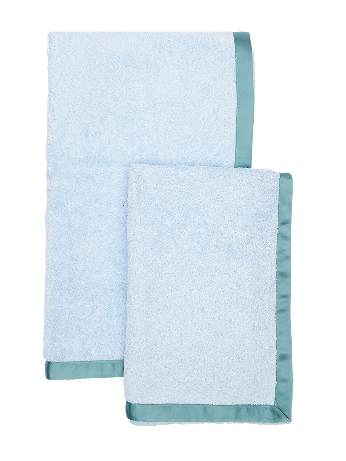 Alessandro Di Marco Set Of 2 Cotton Terrycloth Towels In Light Blue,salvia