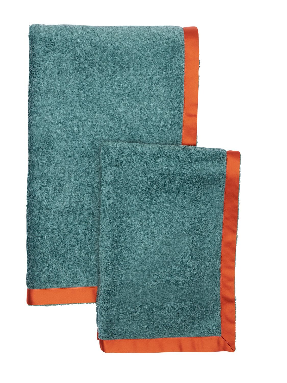 Alessandro Di Marco Set Of 2 Cotton Terrycloth Towels In Salvia,orange