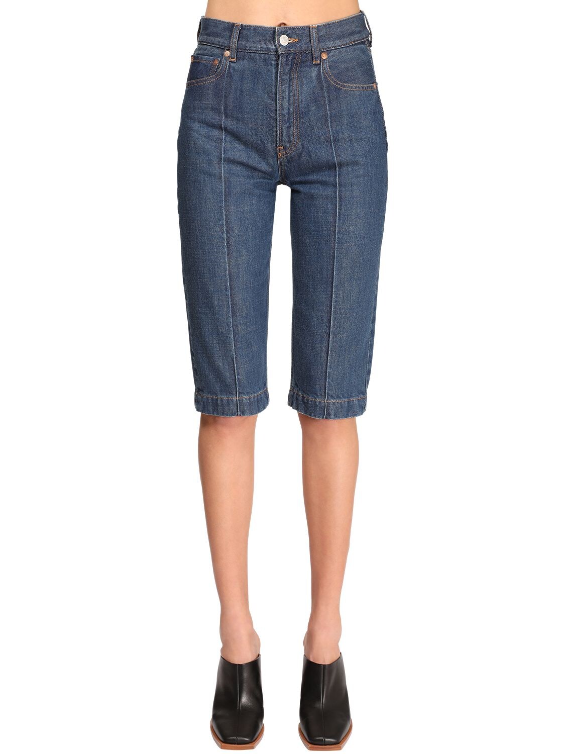 Cotton Denim Bermuda Jeans