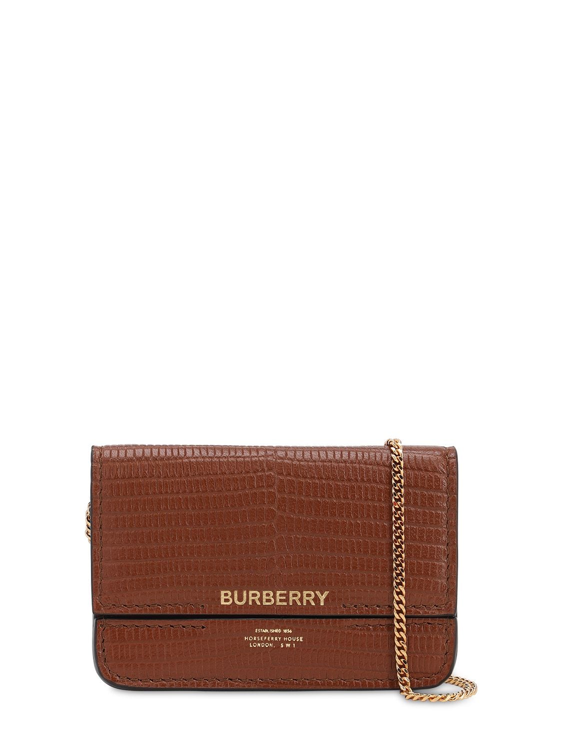 Burberry Jody Lizard Embossed Leather Wallet In Tan