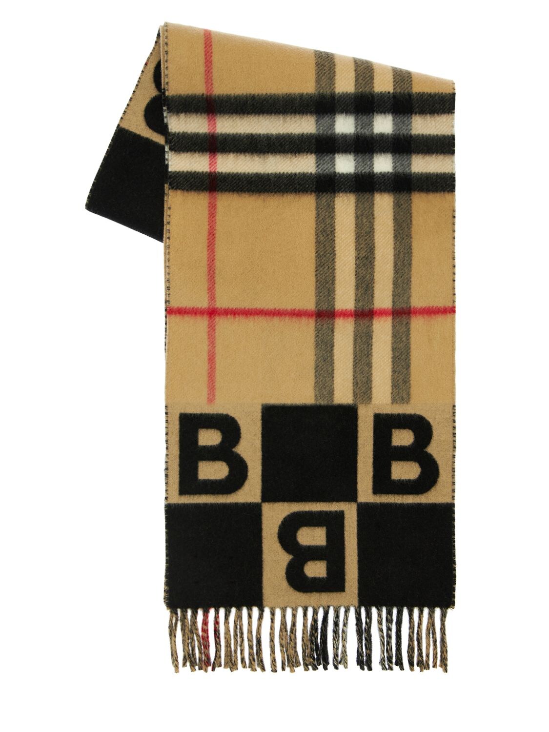 BURBERRY 几何图形B &大格纹LOGO围巾,71ID1H068-QTEXODK1