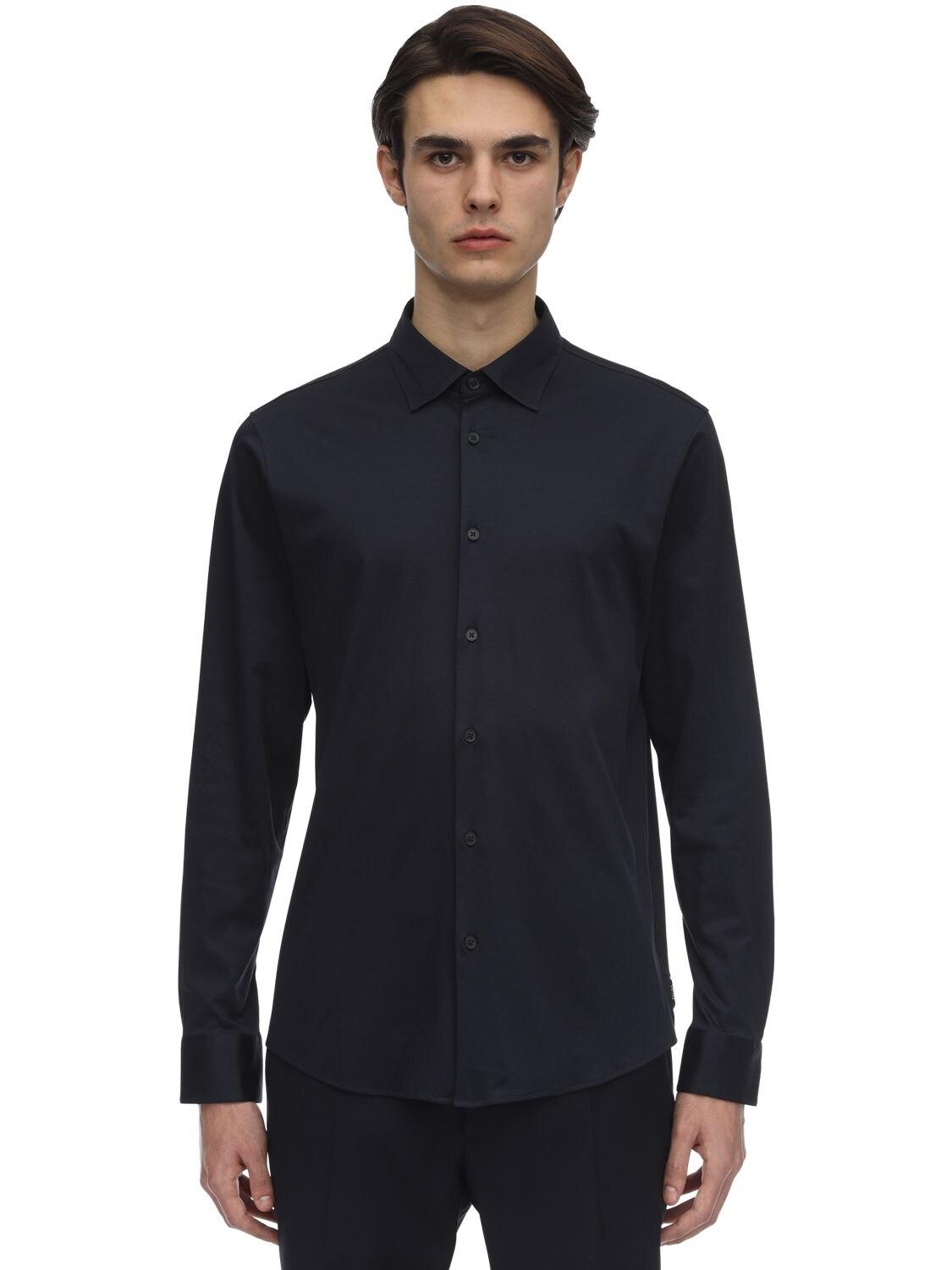 Z ZEGNA MERCERIZED COTTON JERSEY SHIRT,71ID3C011-QJA50