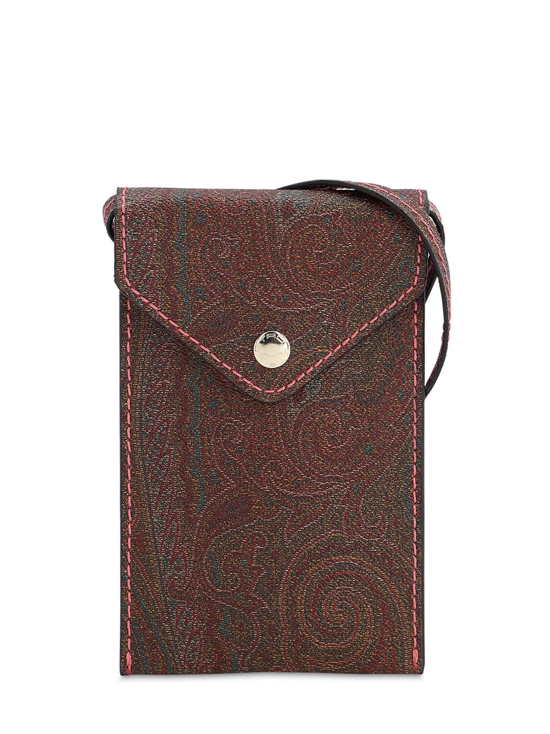 Etro Coated Canvas Phone Holder Bag In Brown