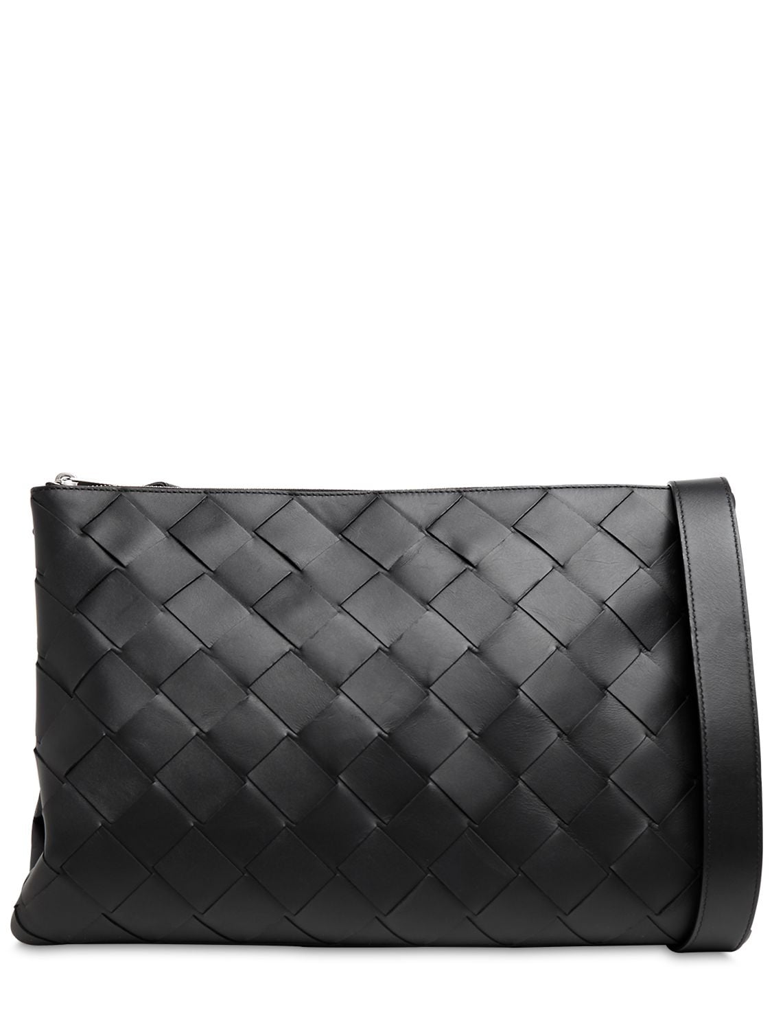 Bottega Veneta Medium Maxi Intreccio Crossbody Bag In Black