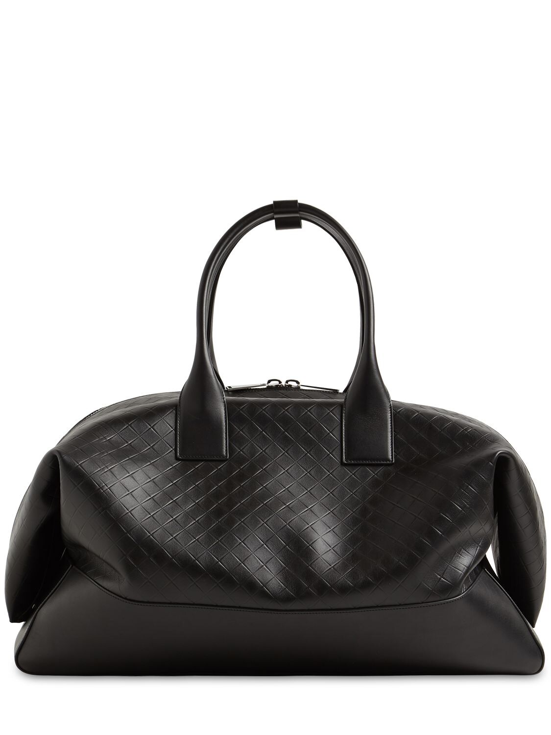 Bottega Veneta Embossed Leather Duffle Bag In Black