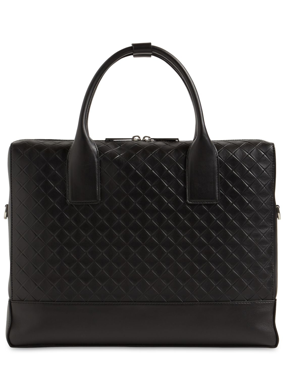 Bottega Veneta Embossed Leather Work Bag In Black