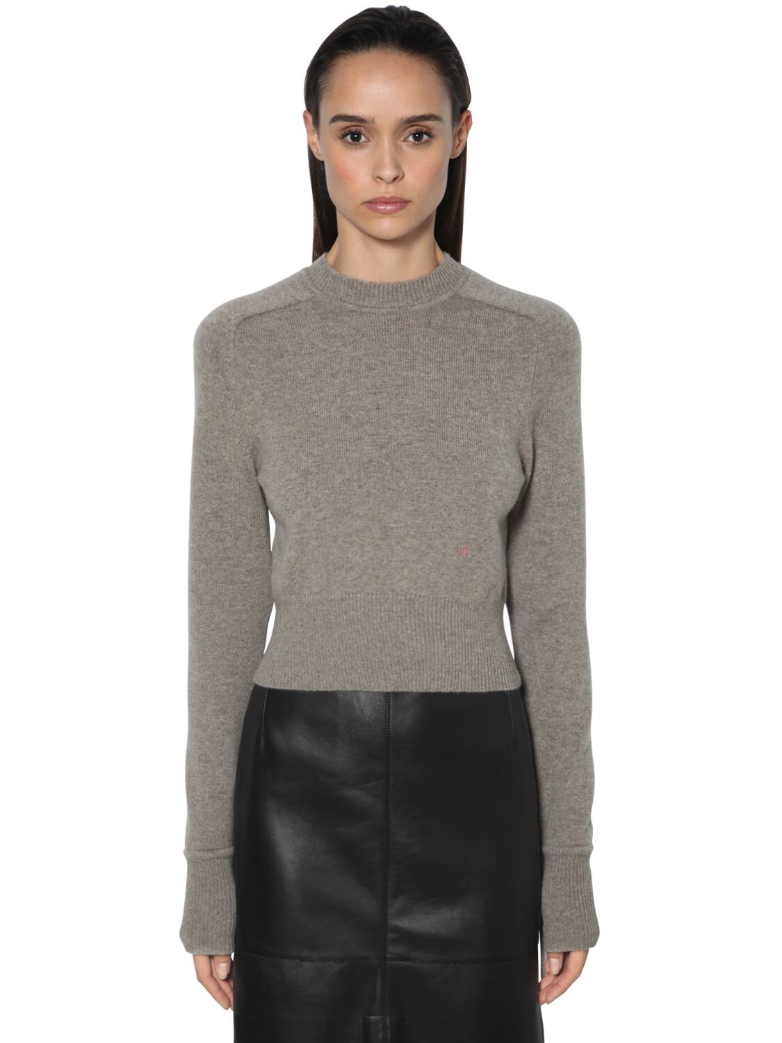 Victoria Beckham Vb Cashmere Knit Sweater In Grey