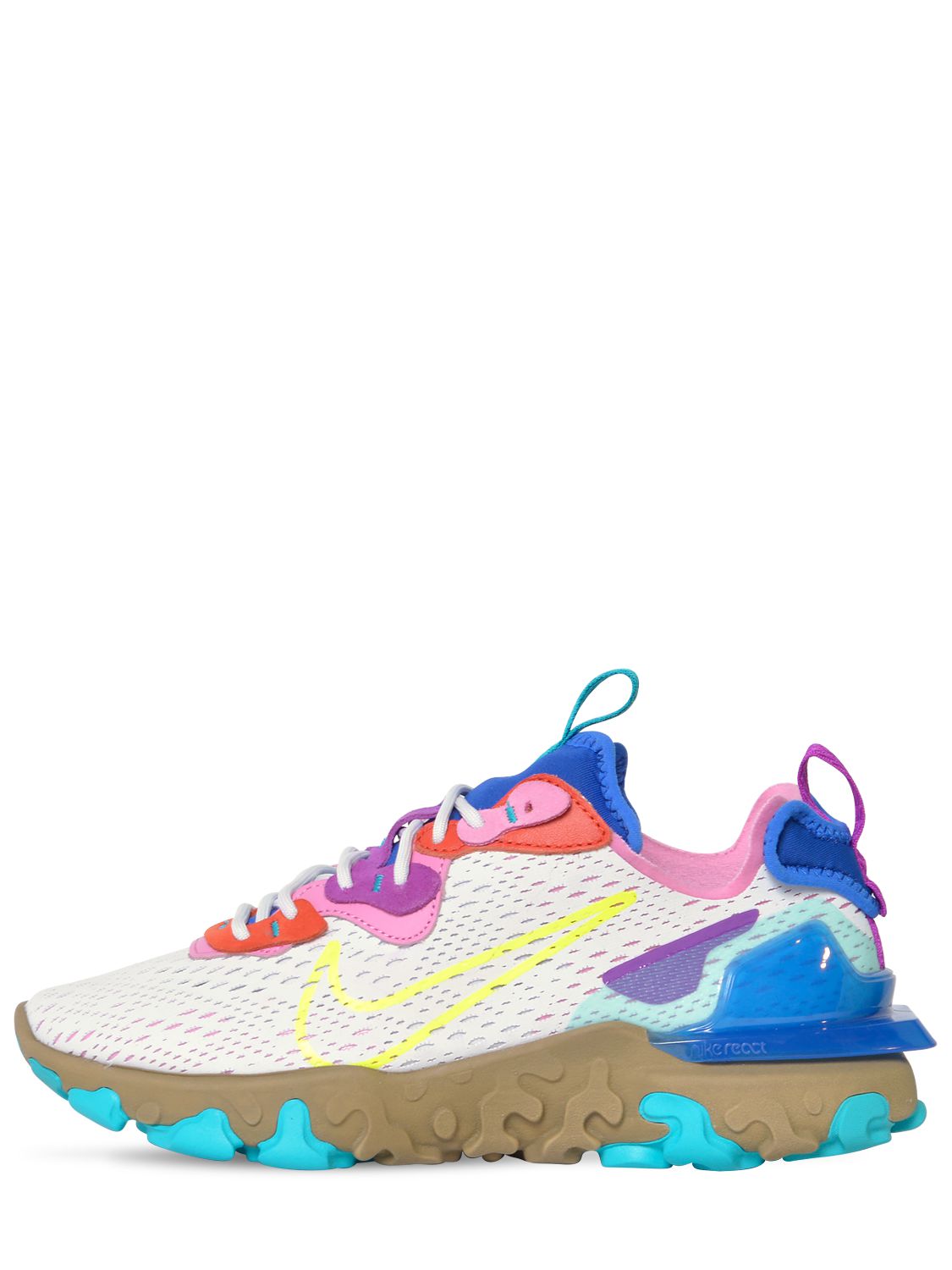 Nike React Vision V2 Mesh, Felt And Faux Leather Sneakers In Blue,violet