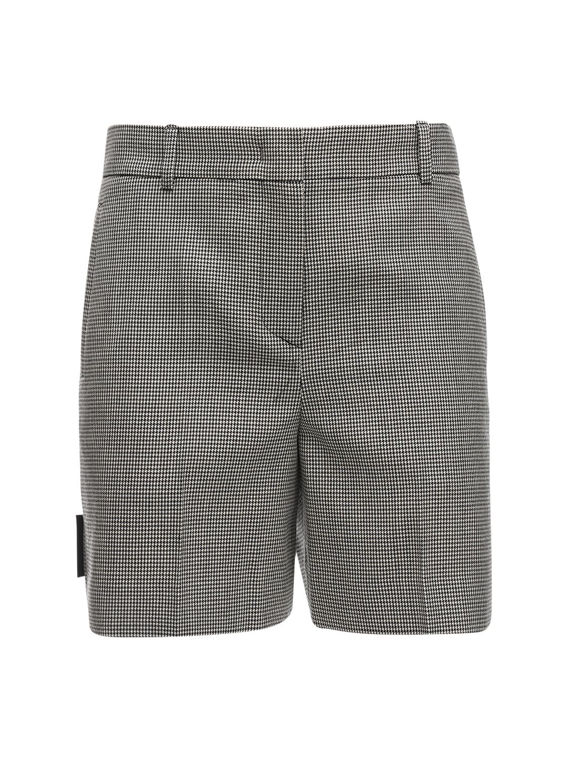We11 Done Tailored Wool Blend Shorts In Black,white
