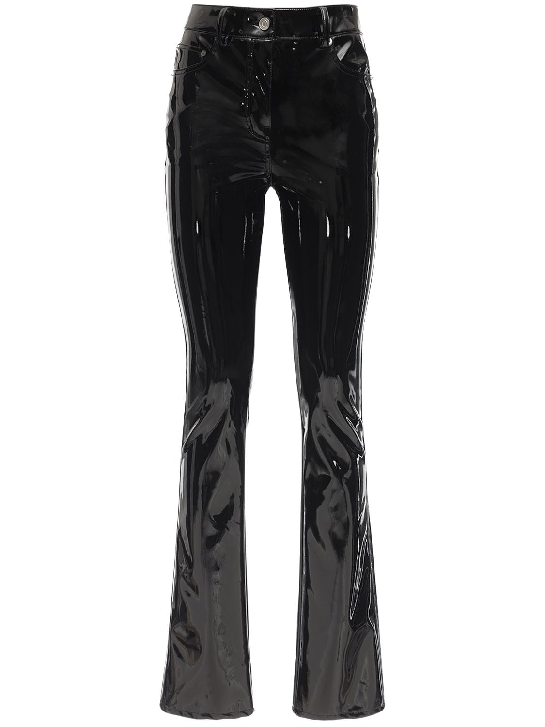 We11 Done Faux Patent Leather Straight Leg Pants In Black