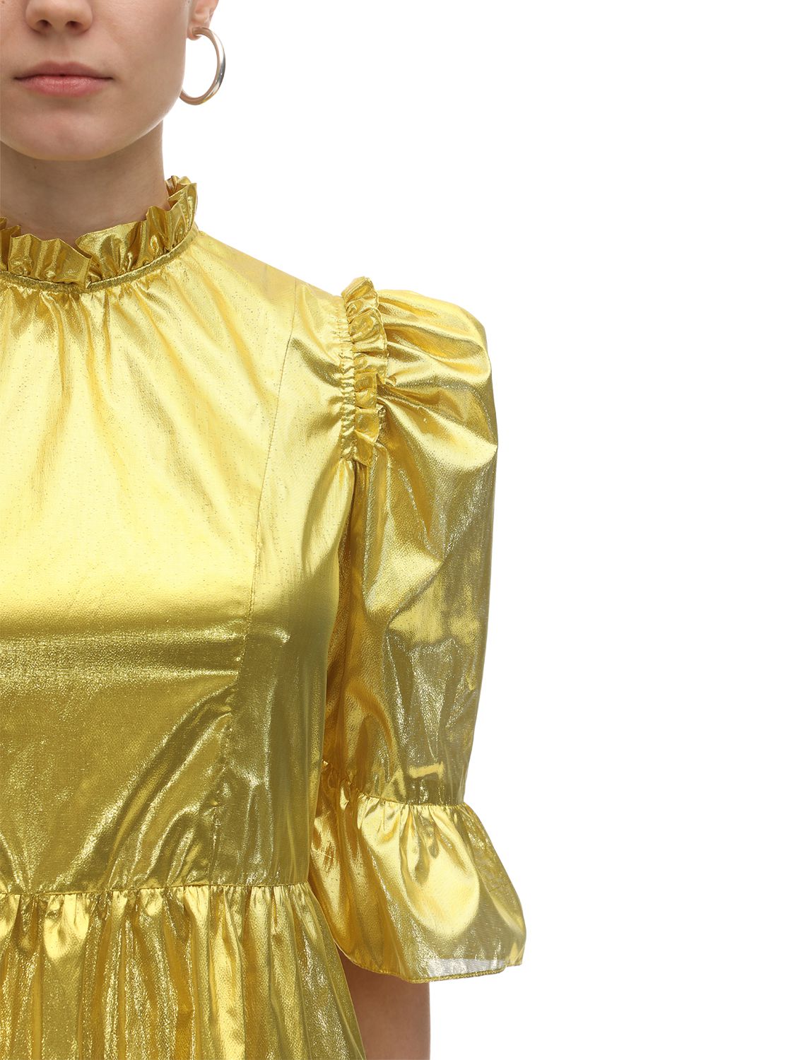 Batsheva Spring Prairie Metallic Mini Dress In Gold | ModeSens