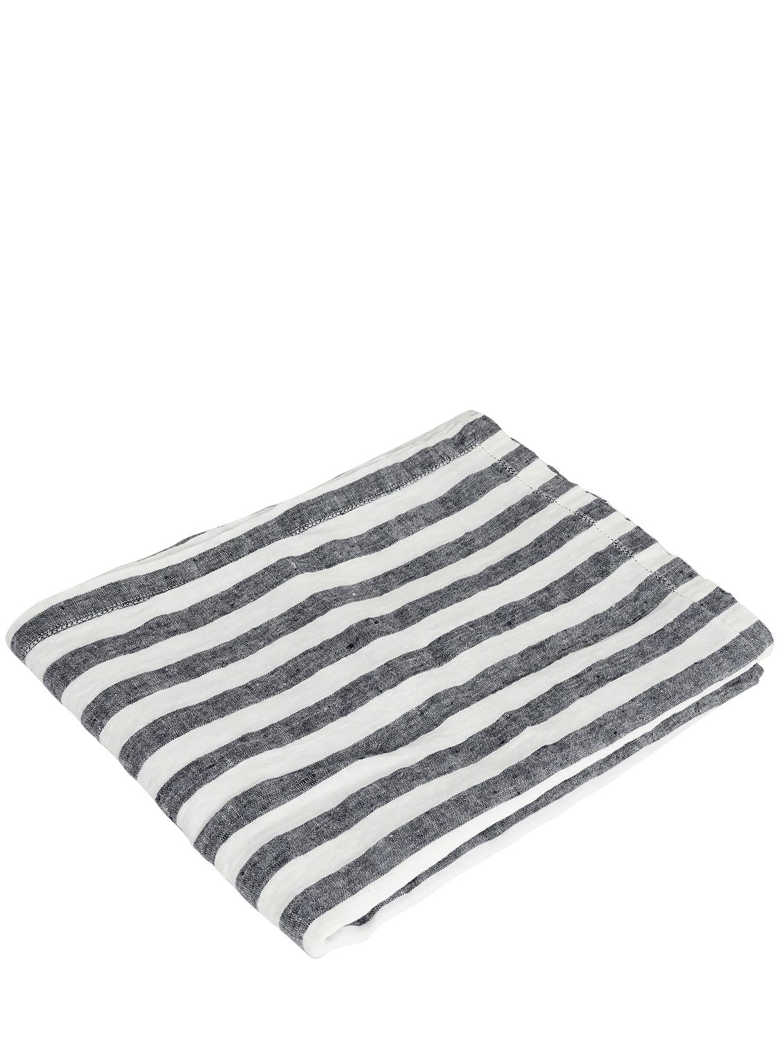 Frescobol Carioca Medium Stripe Linen Beach Towel In Blue,white