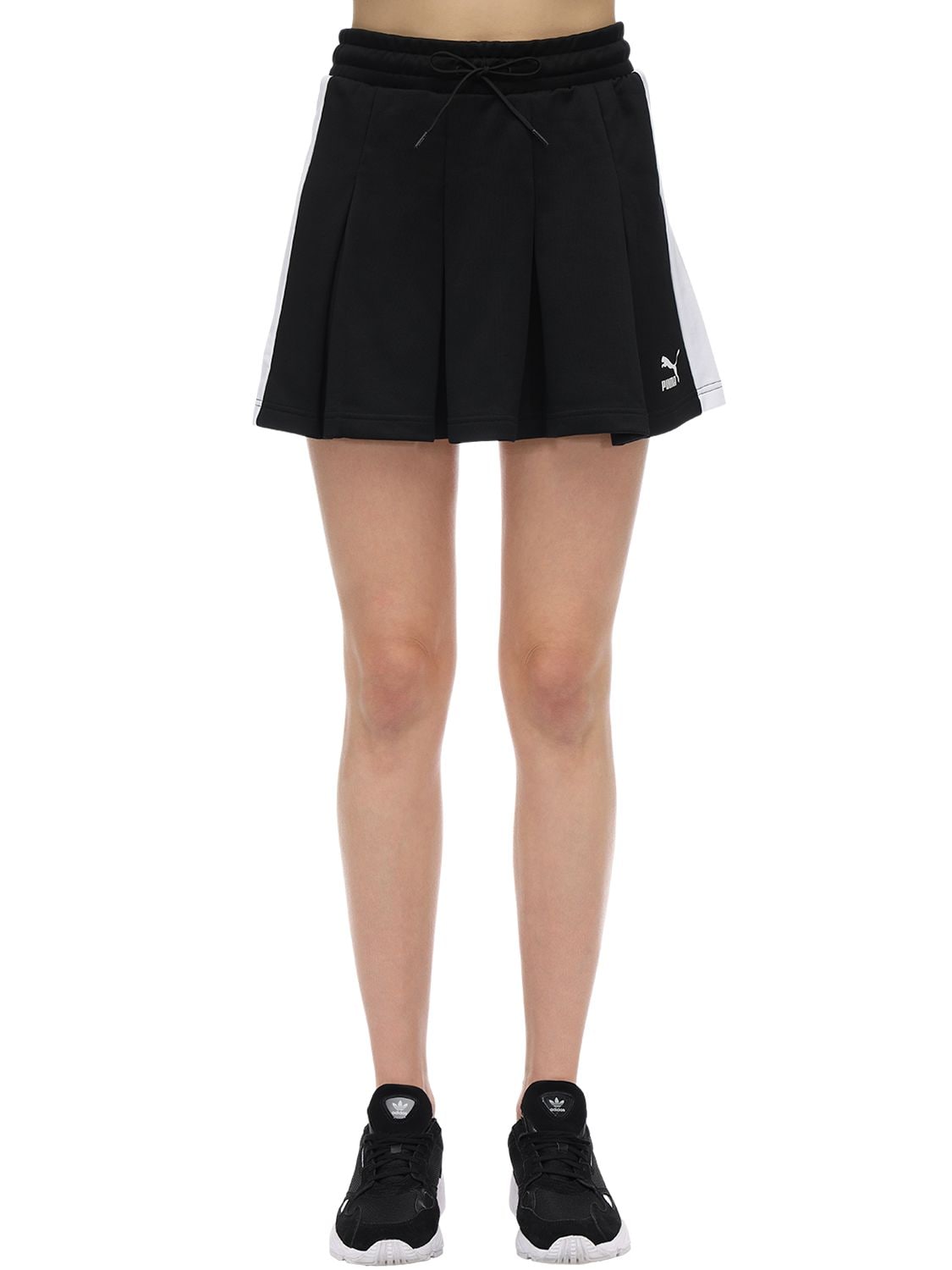 Puma Classics T7 Pleated Cotton Blend Skirt In Black