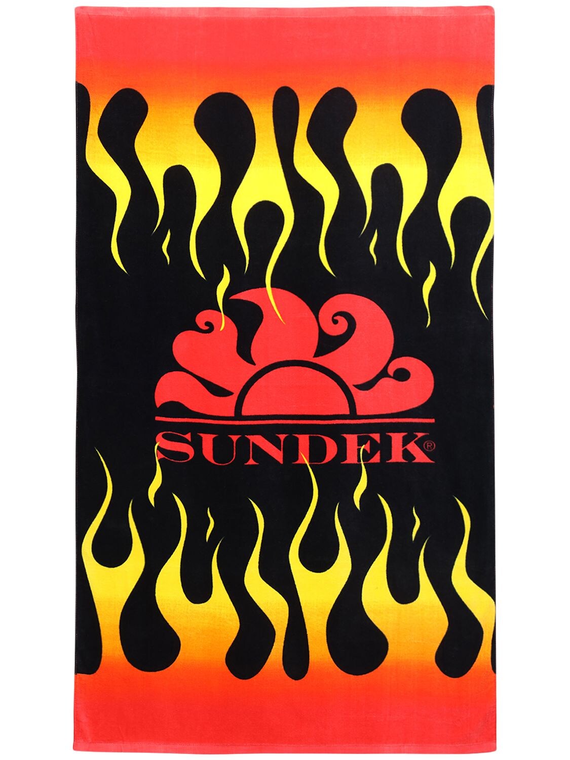Sundek Flame Print Cotton Terry Beach Towel In Black