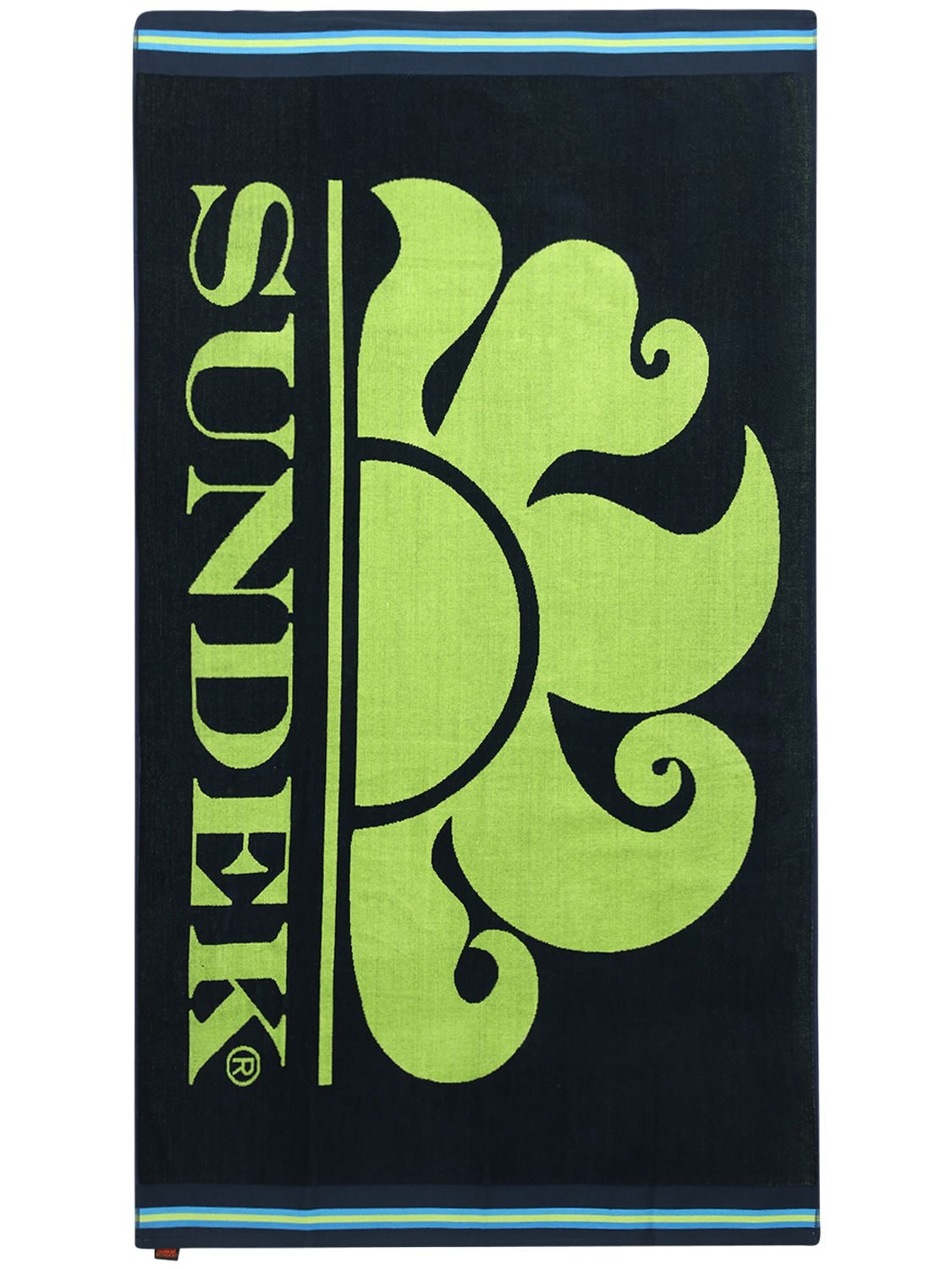 Sundek Logo Print Cotton Terry Beach Towel In Navy