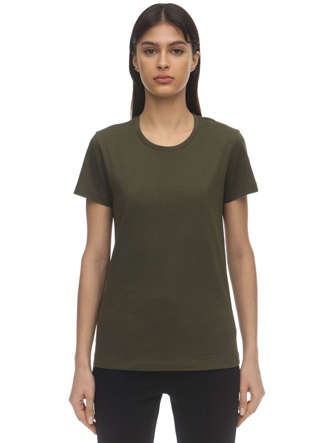 Moncler Side Logo Cotton Jersey T-shirt In Army Green