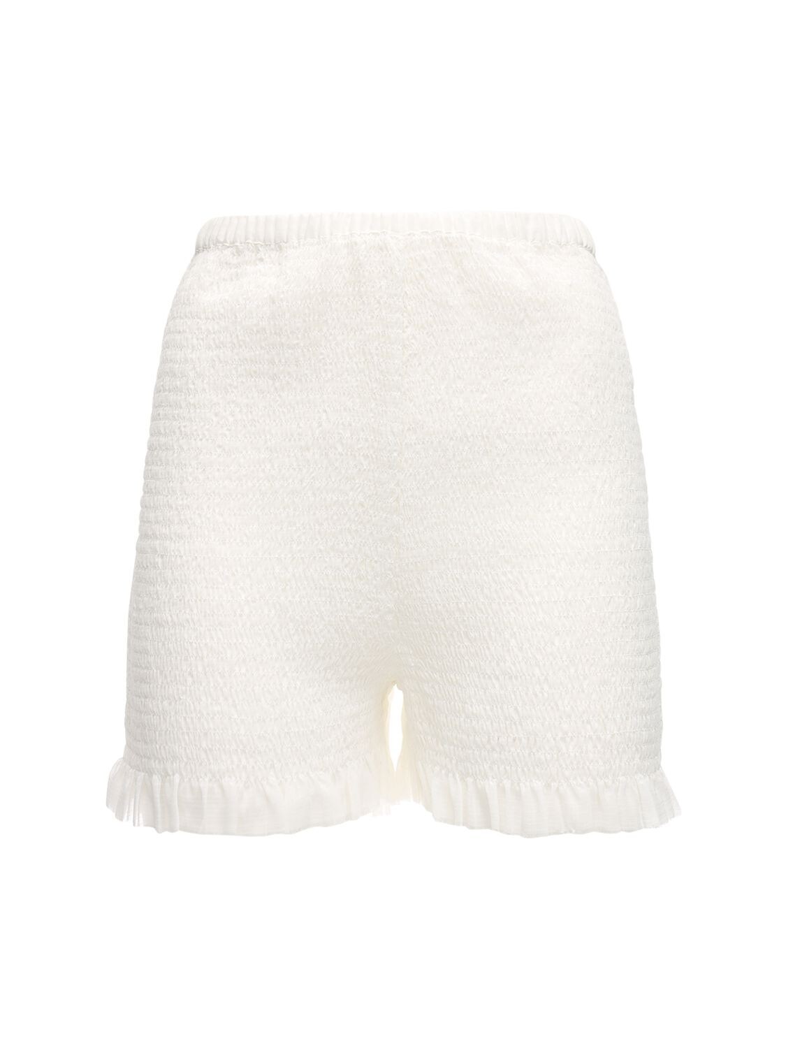 Aya Muse Italia Smocked Georgette Shorts In White