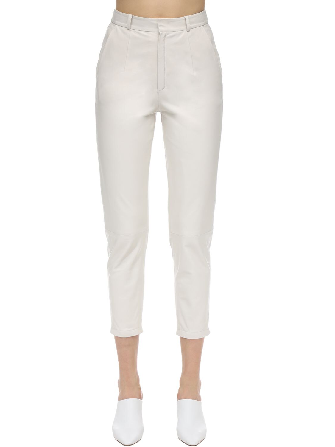 Zeynep Arcay Mom Leather Pants In White