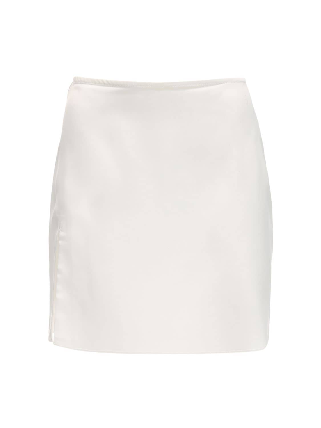 Danielle Guizio Satin Mini Skirt In White