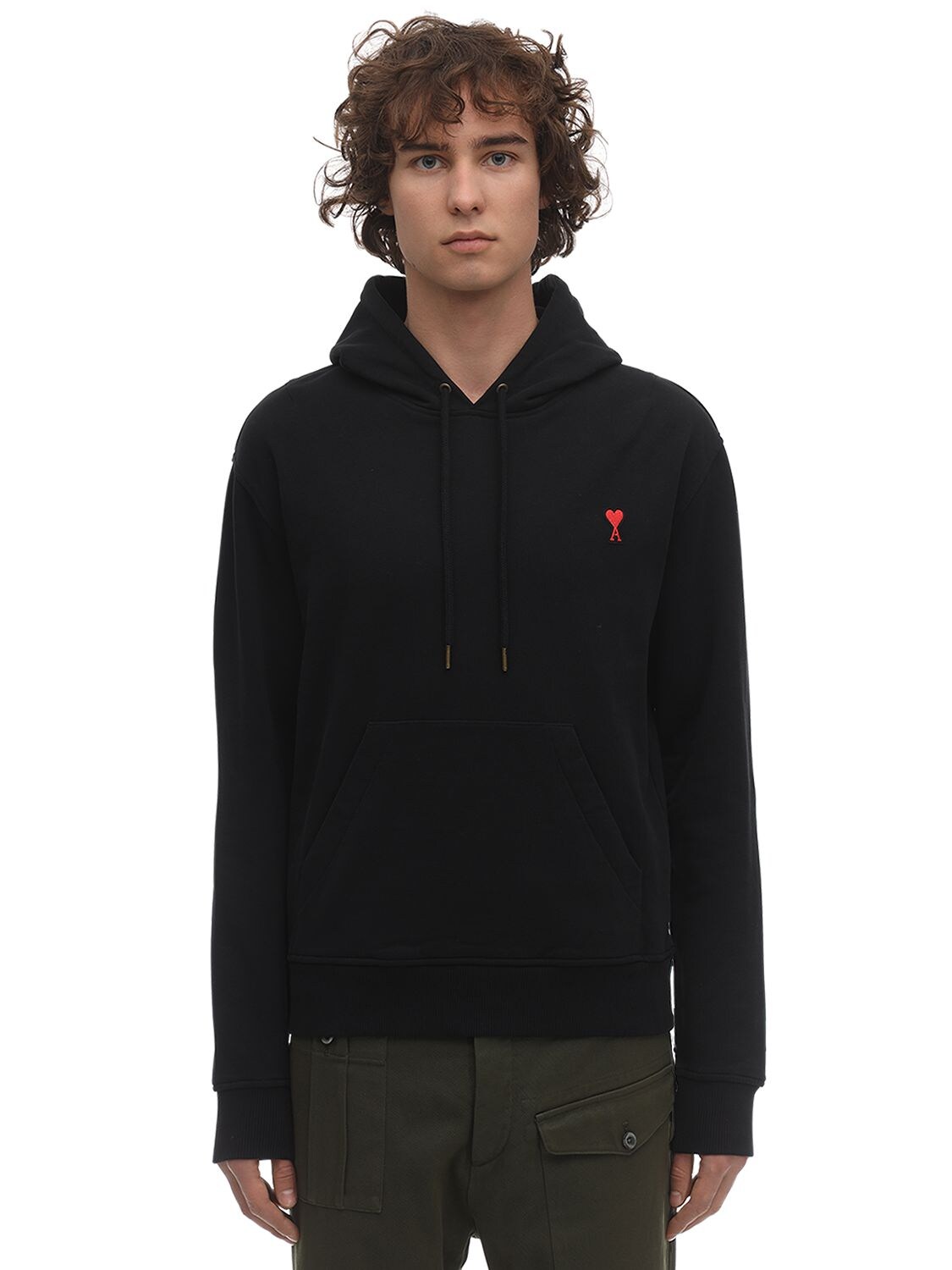 Ami Alexandre Mattiussi Logo-appliquéd Loopback Cotton-jersey Hoodie In Black