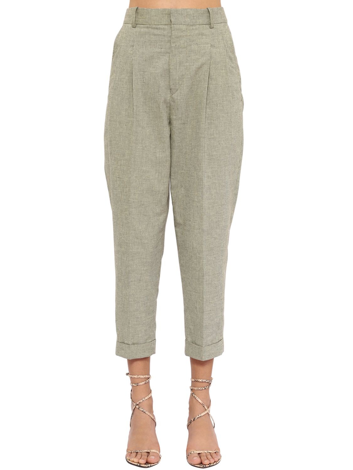 Isabel Marant Étoile Lowea Cropped Cotton Canvas Trousers In Light Yellow