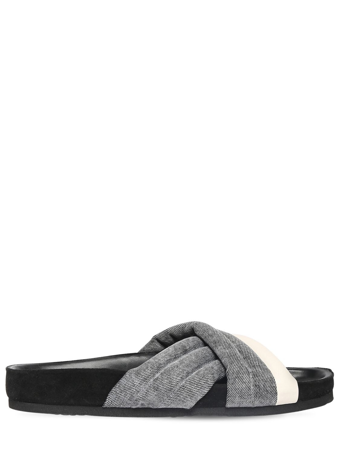 black leather slides