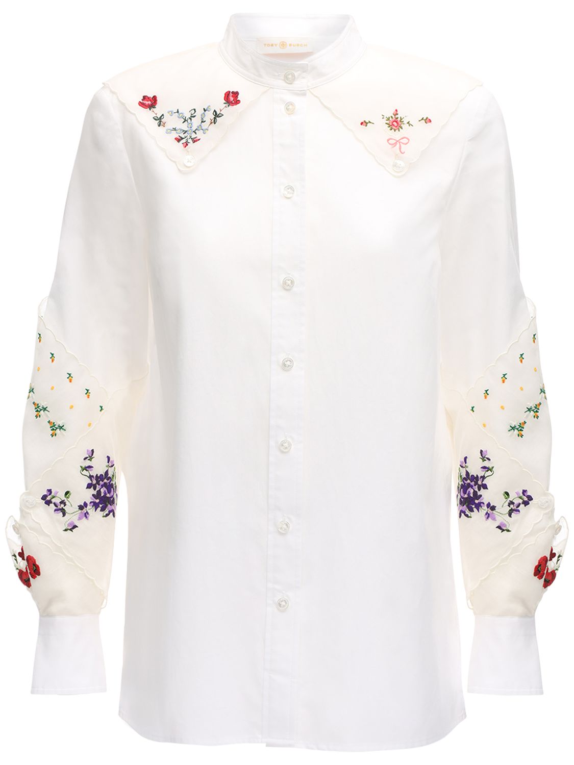 sachin and babi light blue dress Tory Burch black embroidered cotton poplin caftan dress main image 0
