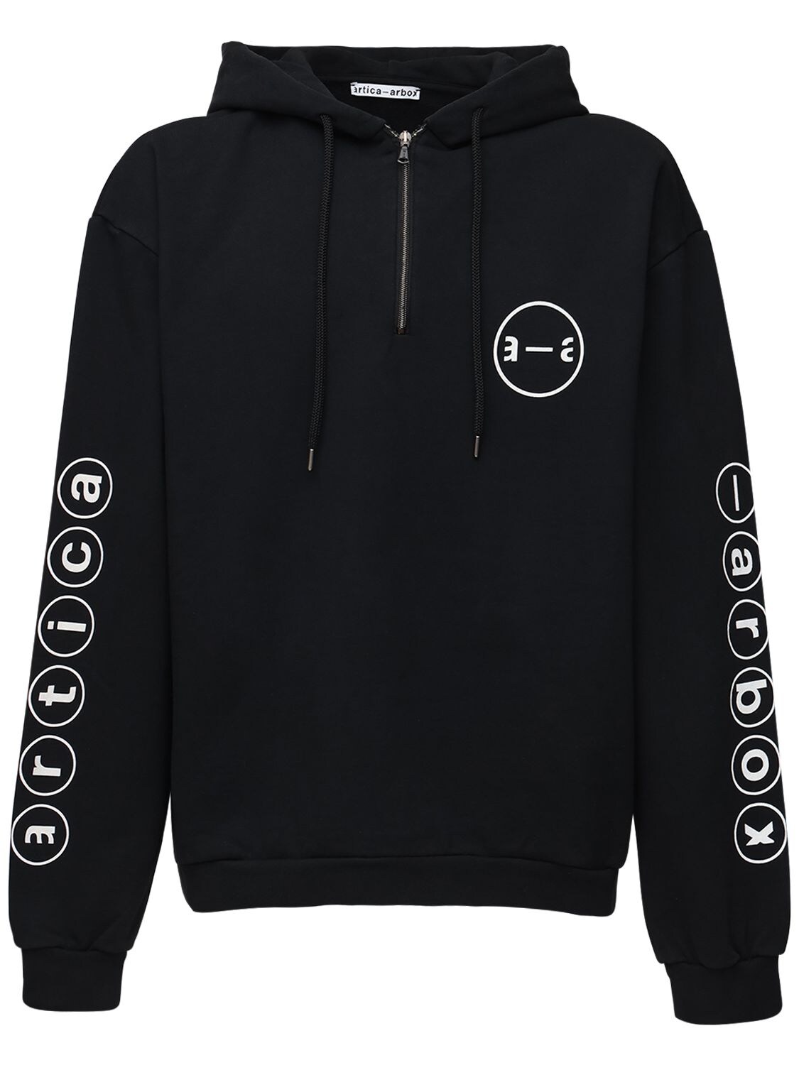 A-a   Artica-arbox Circle Logo Cotton Sweatshirt Hoodie In Black