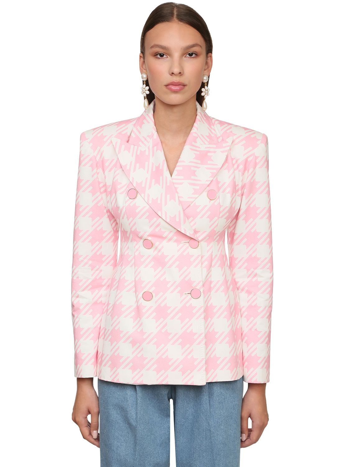ROWEN ROSE DOUBLE BREASTED COTTON BLAZER,71IF4G001-UELOSW2