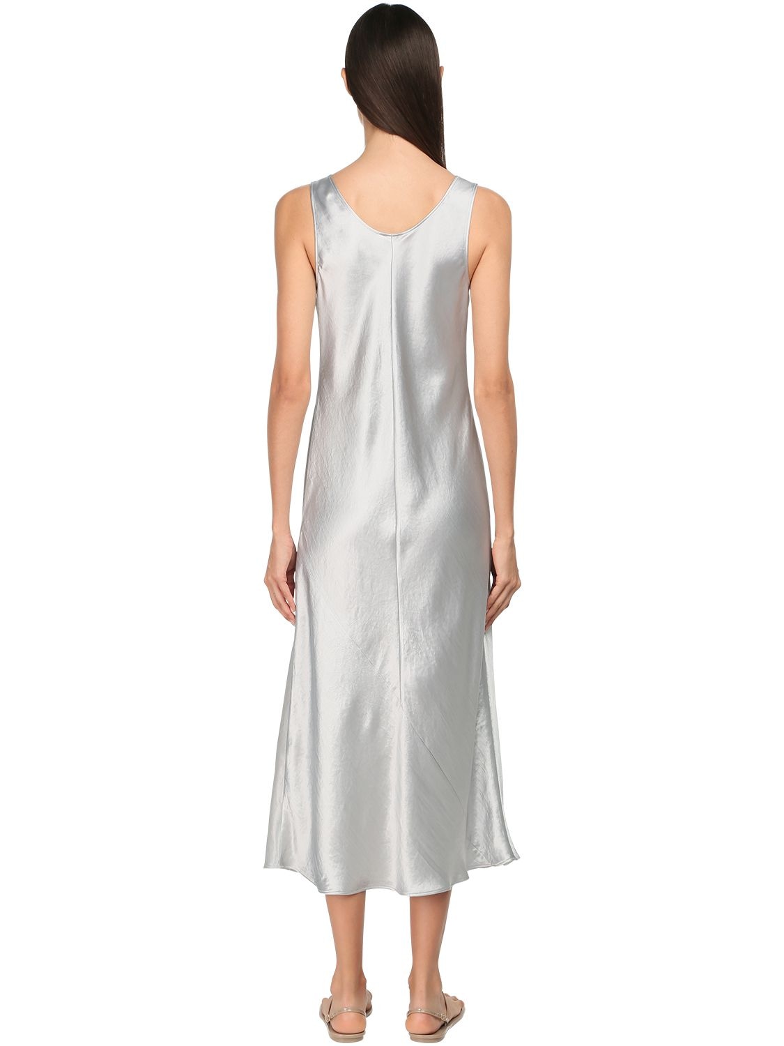 Max Mara Leisure Talete Satin Midi Dress In Silver | ModeSens