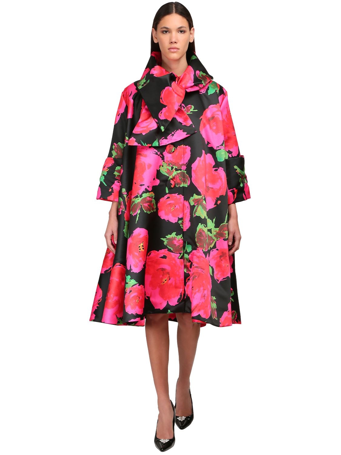 RICHARD QUINN PRINTED DUCHESSE BOW COAT,71IF4R004-RY1GVUNIU0LB0