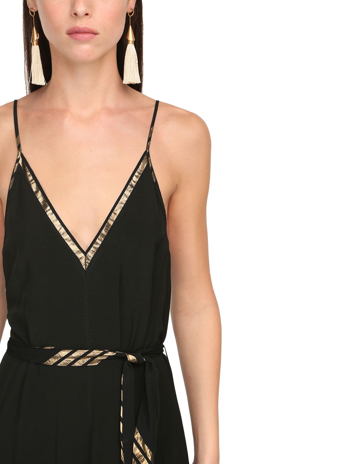 FORTE FORTE POPLIN & LUREX LONG DRESS