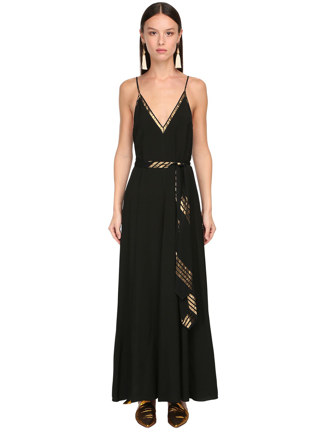 FORTE FORTE POPLIN & LUREX LONG DRESS